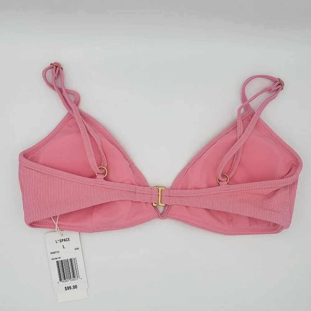L*Space LSPACE Ribbed Helena Bikini Top Women's Size Large in Guava Pink NWT - Picture 8 of 9